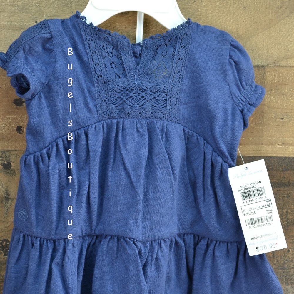Ralph Lauren Cotton Outfit in Navy Lace Collar 3M